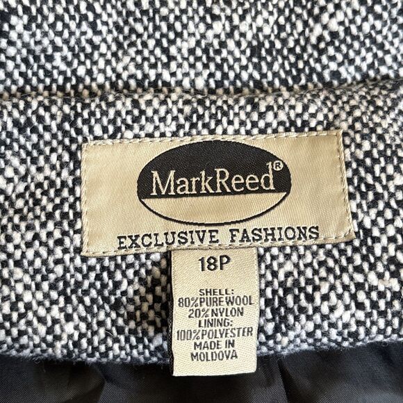 MarkReed Fashion Womens Salt Pepper Tweed Wool Blend Button Coat Vintage Sz 18P - Picture 6 of 10